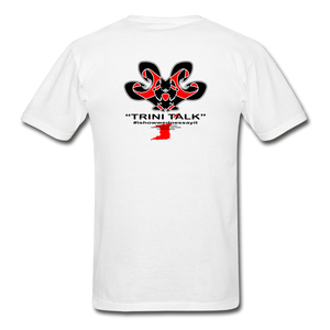 The Trini Spot - Men Hanes Adult Tagless T-Shirt = Trini Talk Too - white