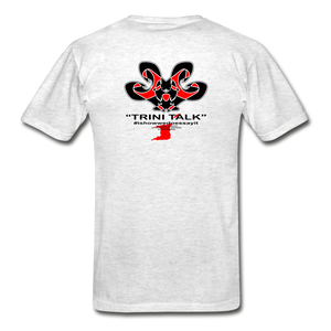 The Trini Spot - Men Hanes Adult Tagless T-Shirt = Trini Talk Too - light heather gray