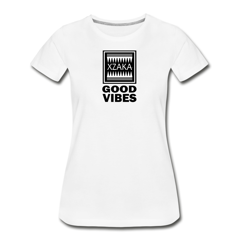 XZAKA Women "Good Vibes" T-Shirt - Premium Organic -WH - white