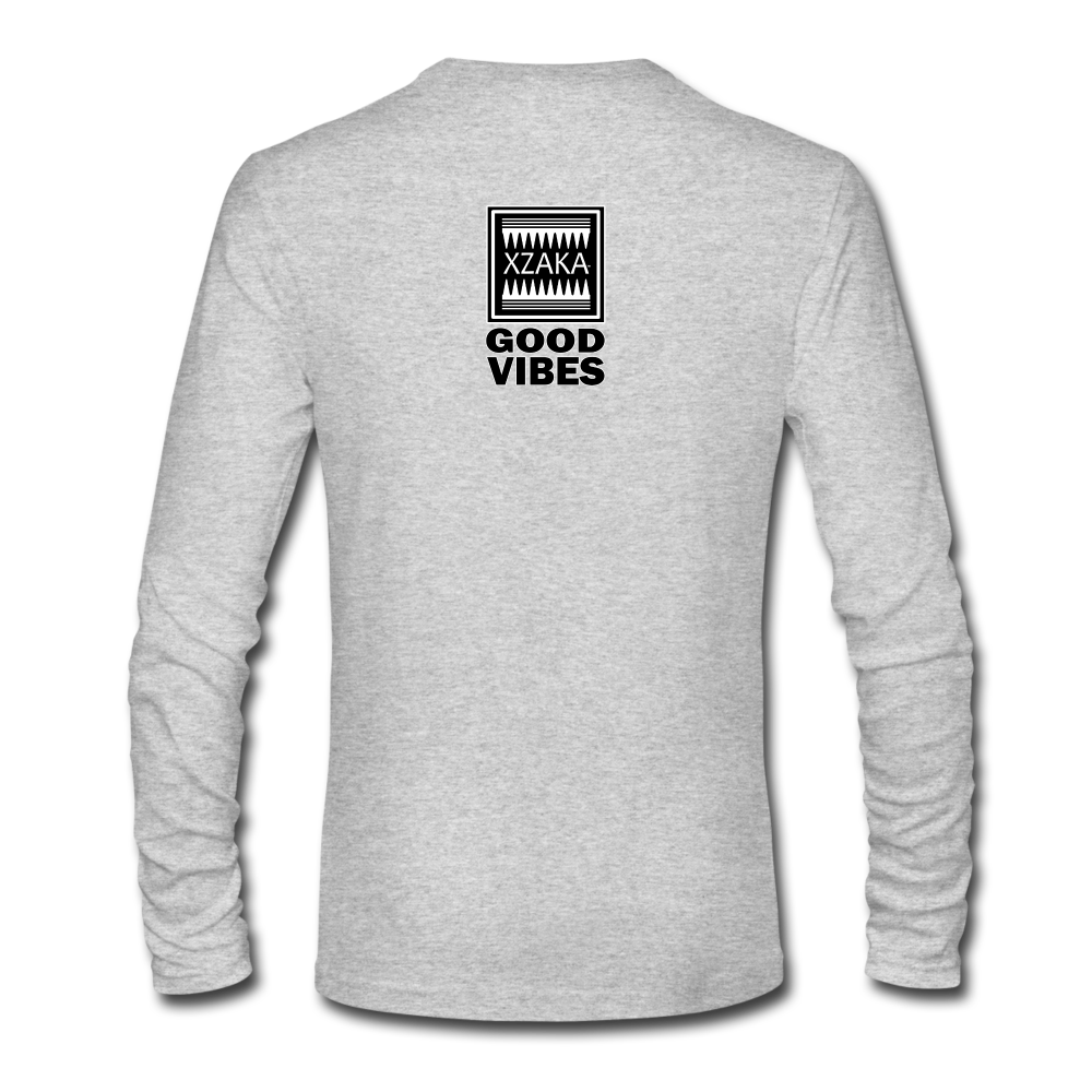 XZAKA Men "Good Vibes" T-Shirt -Long Sleeve -WH Next Level - heather gray
