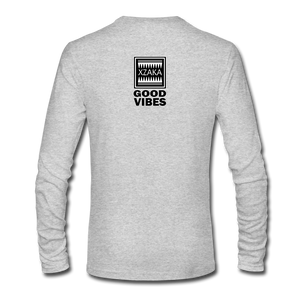 XZAKA Men "Good Vibes" T-Shirt -Long Sleeve -WH Next Level - heather gray