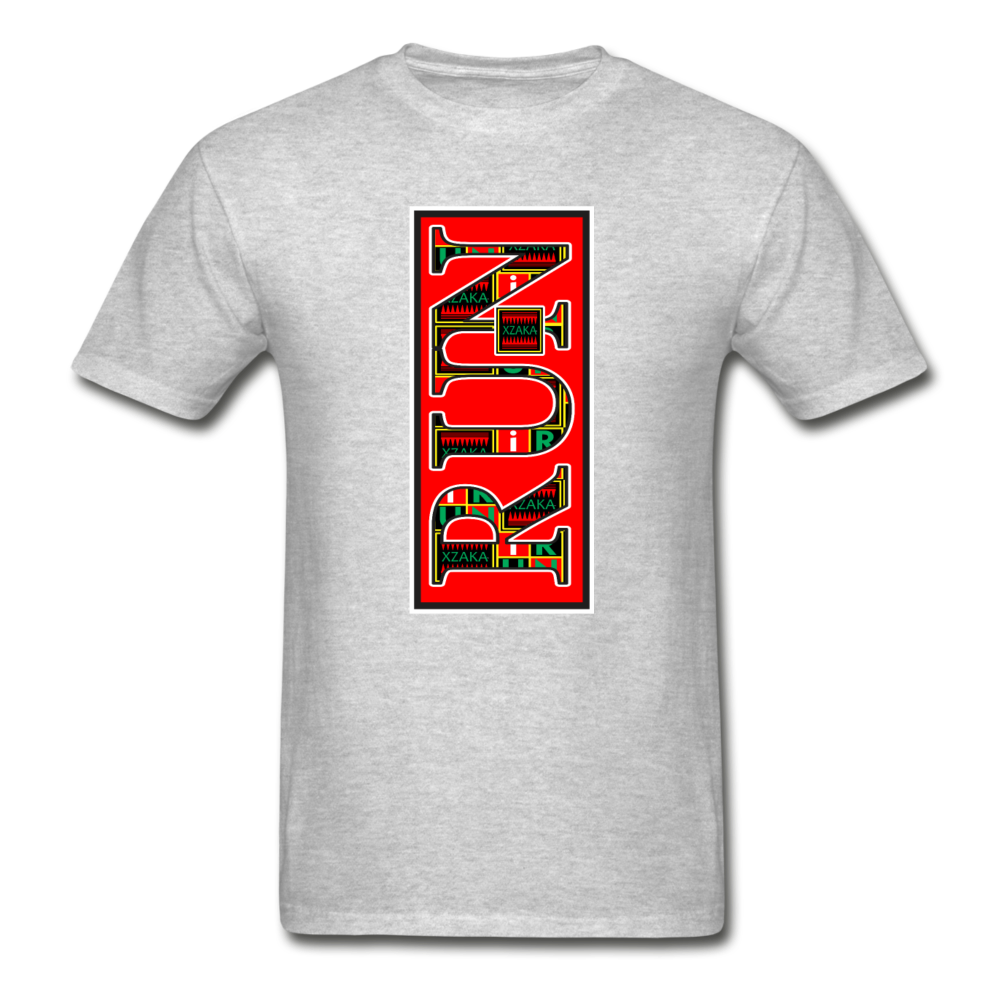 XZAKA Men "RUN" T-Shirt - Hanes Tagless - WH - heather gray
