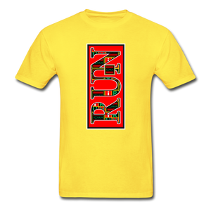 XZAKA Men "RUN" T-Shirt - Hanes Tagless - WH - yellow