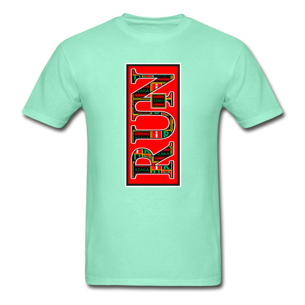 XZAKA Men "RUN" T-Shirt - Hanes Tagless - WH - deep mint