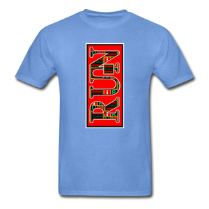 XZAKA Men "RUN" T-Shirt - Hanes Tagless - WH - carolina blue