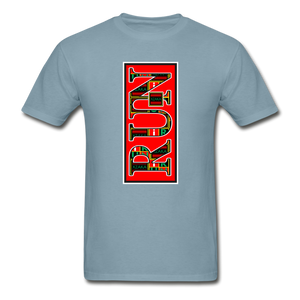 XZAKA Men "RUN" T-Shirt - Hanes Tagless - WH - stonewash blue