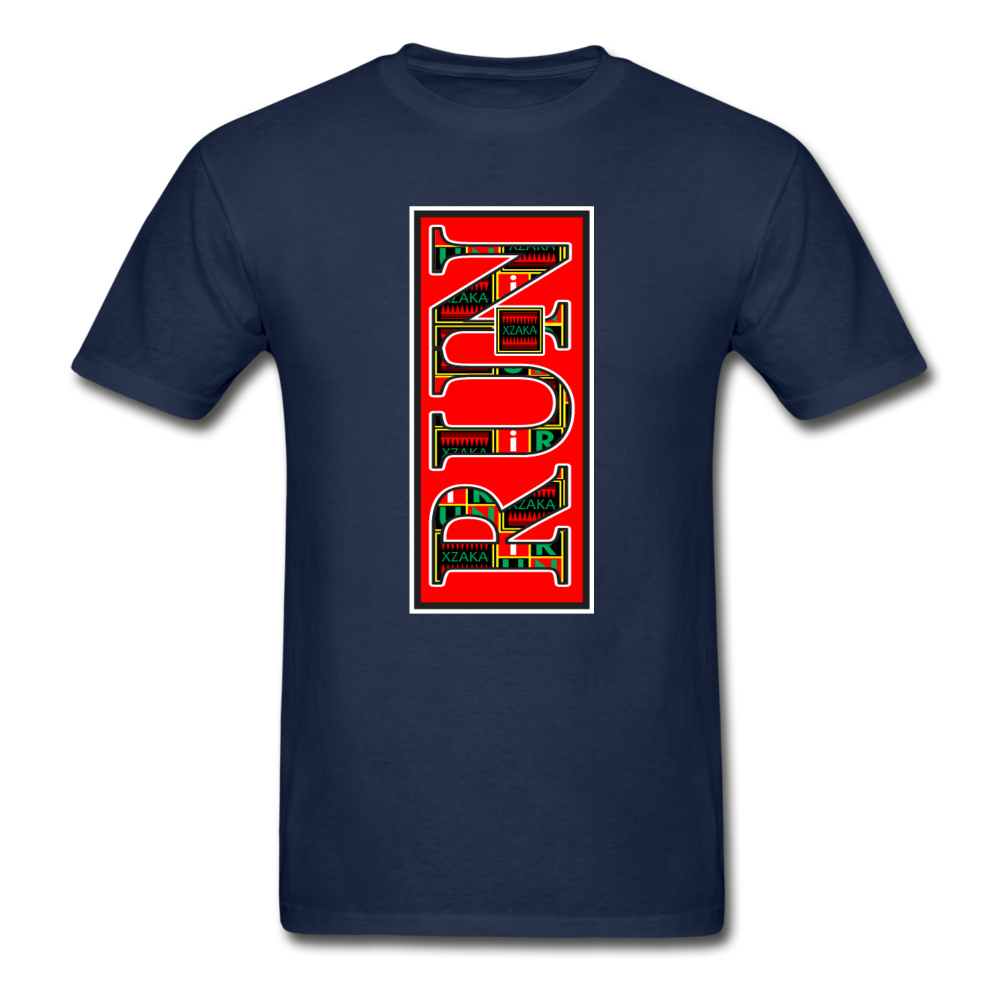 XZAKA Men "RUN" T-Shirt - Hanes Tagless - BK - navy
