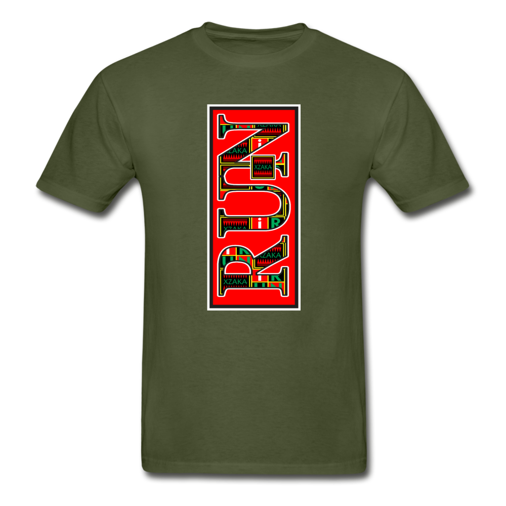 XZAKA Men "RUN" T-Shirt - Hanes Tagless - BK - military green