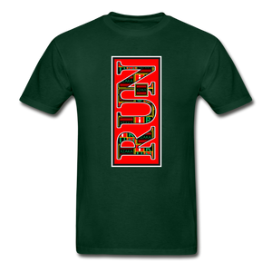 XZAKA Men "RUN" T-Shirt - Hanes Tagless - BK - forest green