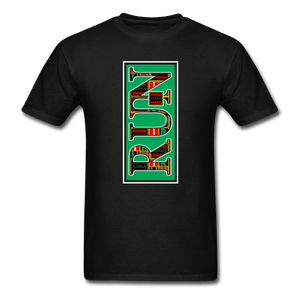 XZAKA Men "RUN" T-Shirt - Hanes Tagless - BK-GRN - black