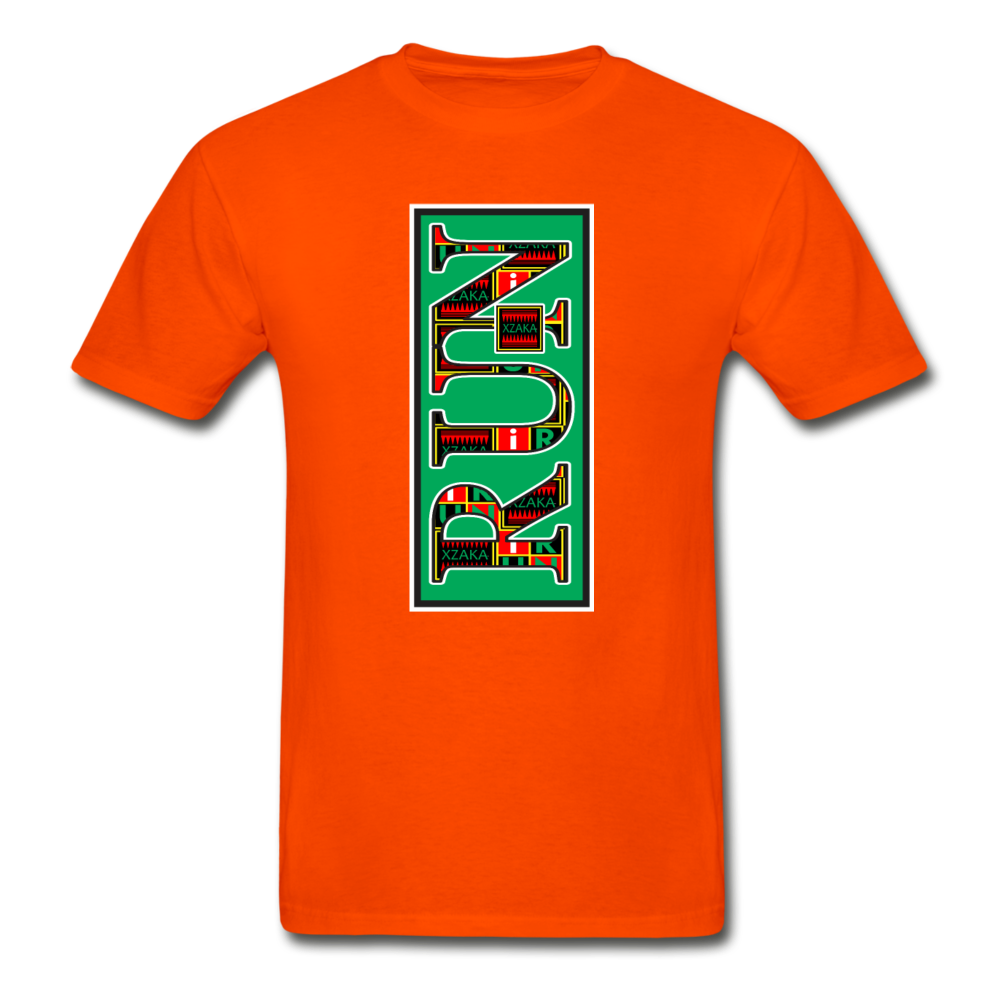XZAKA Men "RUN" T-Shirt - Hanes Tagless - BK-GRN - orange