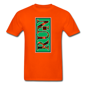 XZAKA Men "RUN" T-Shirt - Hanes Tagless - BK-GRN - orange