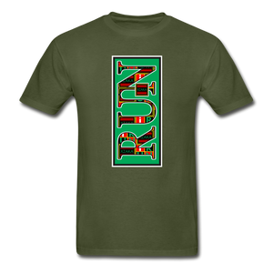 XZAKA Men "RUN" T-Shirt - Hanes Tagless - BK-GRN - military green