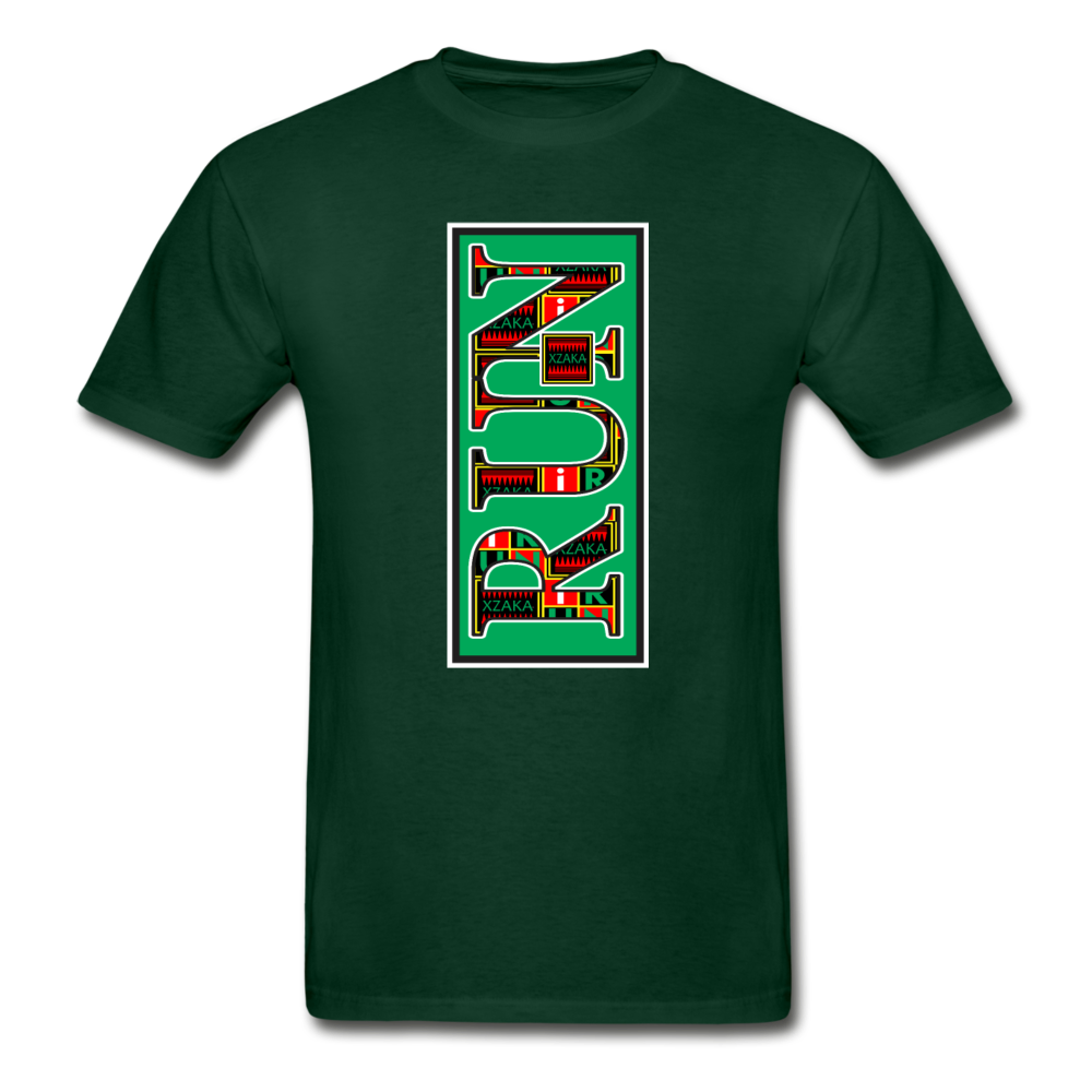 XZAKA Men "RUN" T-Shirt - Hanes Tagless - BK-GRN - forest green
