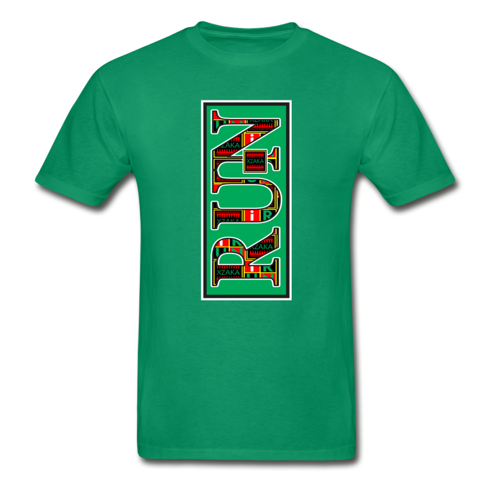 XZAKA Men "RUN" T-Shirt - Hanes Tagless - BK-GRN - kelly green