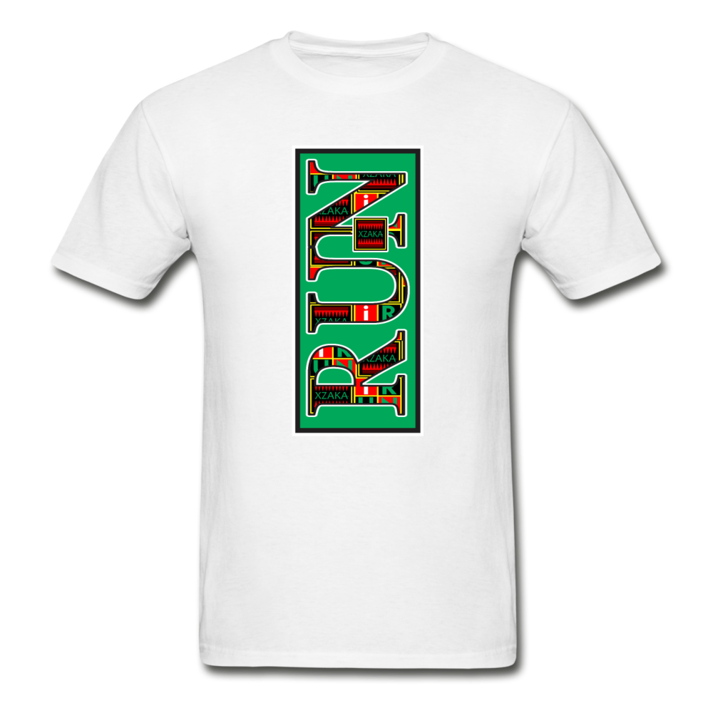 XZAKA Men "RUN" T-Shirt - Hanes Tagless - WH-GRN - white