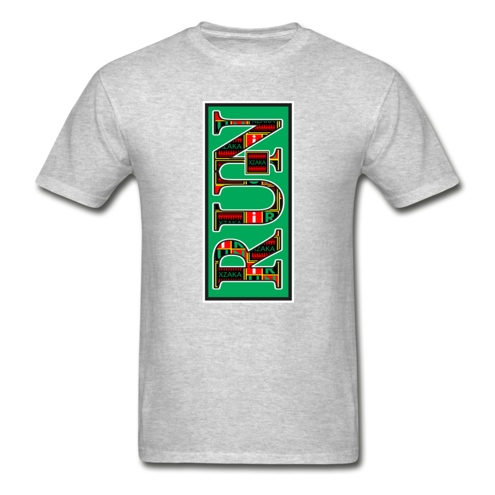 XZAKA Men "RUN" T-Shirt - Hanes Tagless - WH-GRN - heather gray