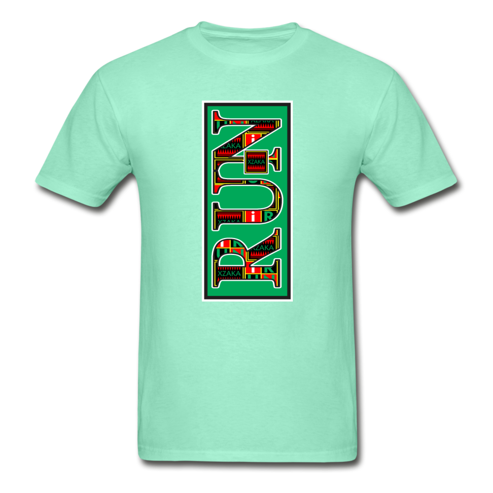 XZAKA Men "RUN" T-Shirt - Hanes Tagless - WH-GRN - deep mint