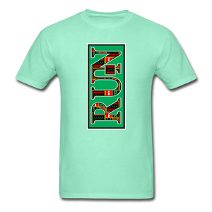 XZAKA Men "RUN" T-Shirt - Hanes Tagless - WH-GRN - deep mint