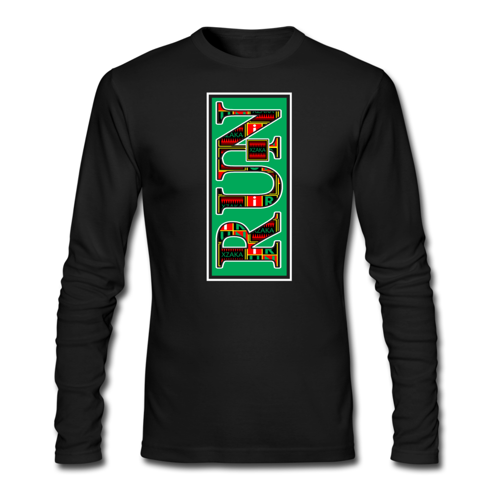 XZAKA - Men "RUN" Long Sleeve T-Shirt - Next Level-GRN - black