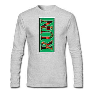 XZAKA - Men "RUN" Long Sleeve T-Shirt - Next Level-GRN - heather gray