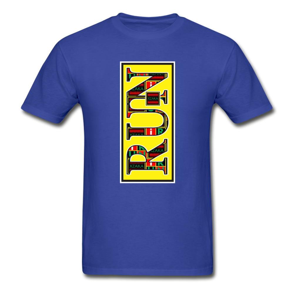 XZAKA Men "RUN" T-Shirt - Hanes Tagless - WH-YEL - royal blue
