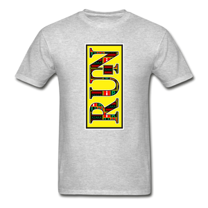 XZAKA Men "RUN" T-Shirt - Hanes Tagless - WH-YEL - heather gray