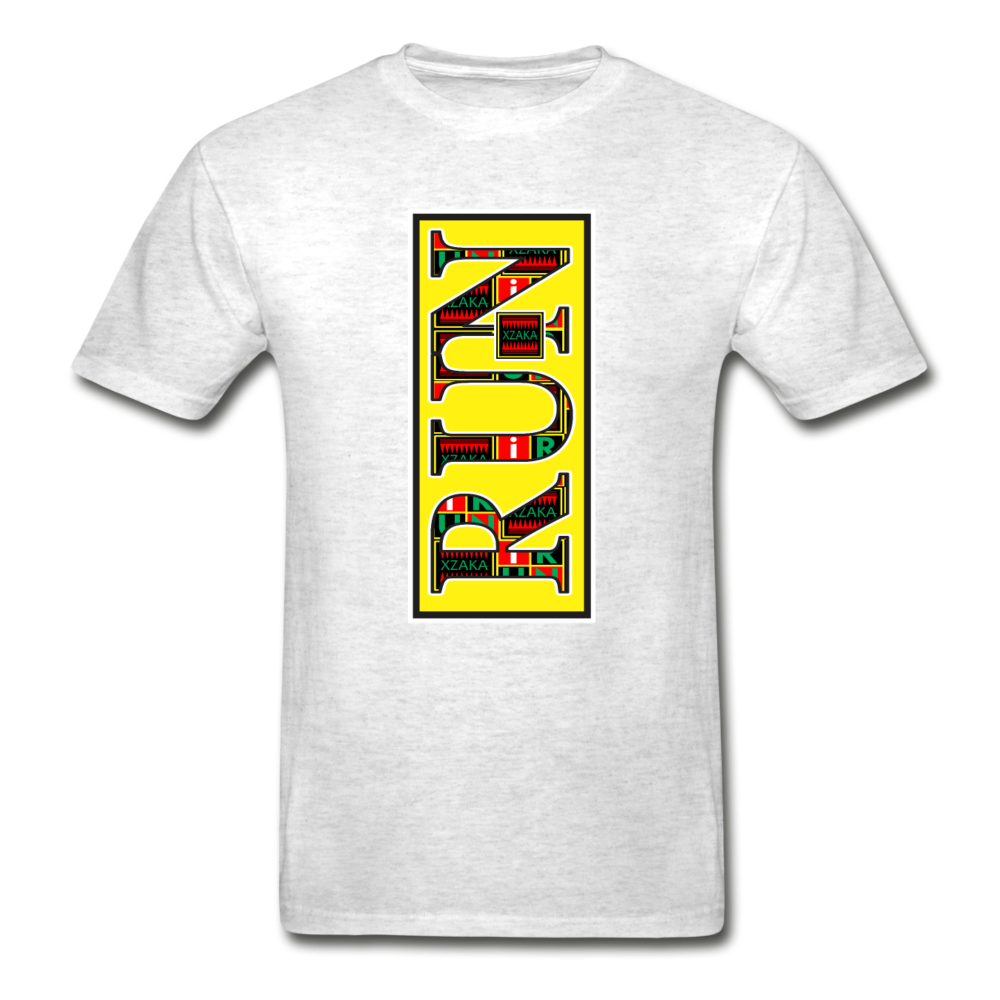 XZAKA Men "RUN" T-Shirt - Hanes Tagless - WH-YEL - light heather gray