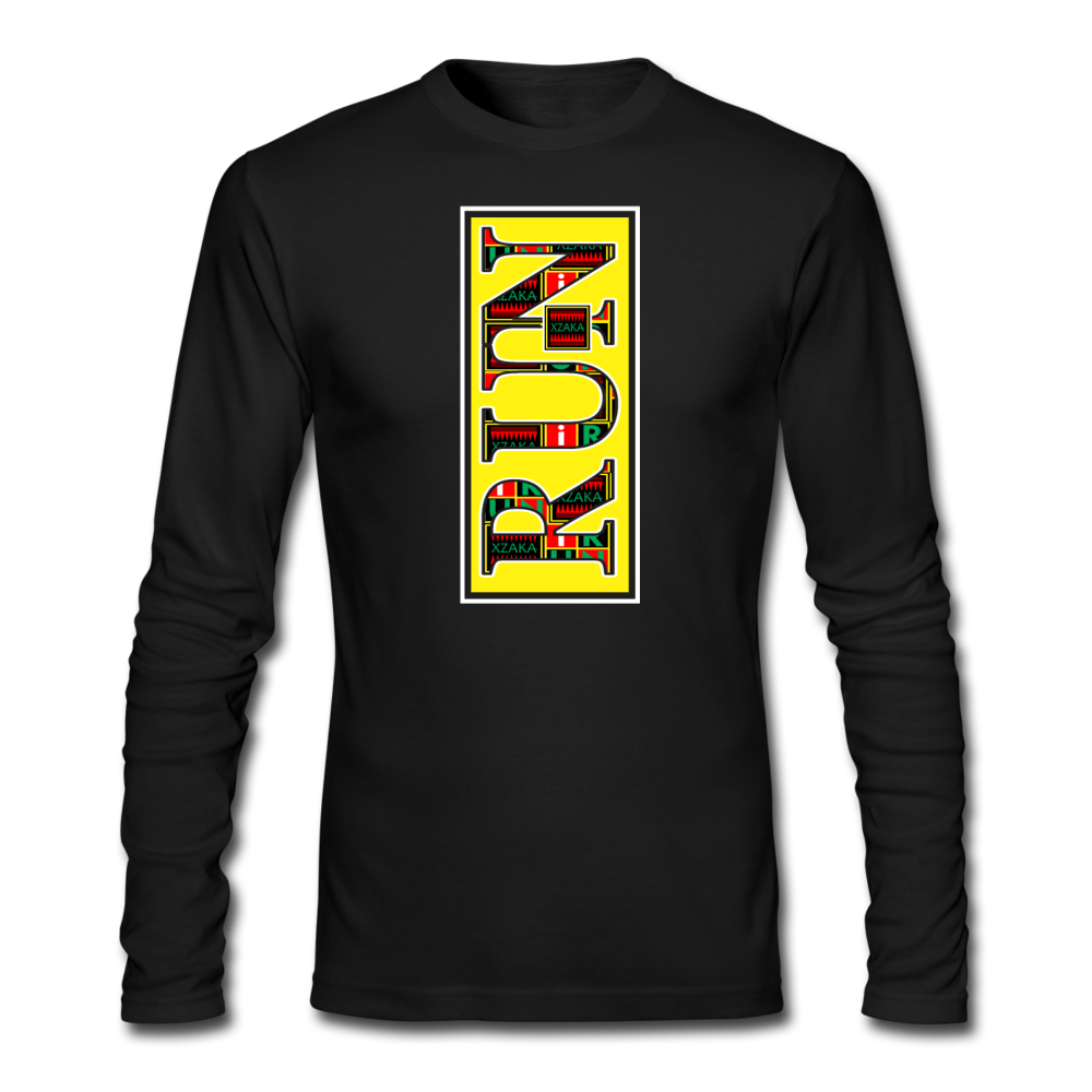 XZAKA - Men "RUN" Long Sleeve T-Shirt - Next Level-YEL - black