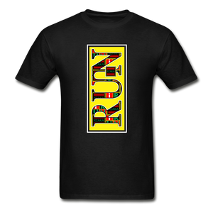 XZAKA Men "RUN" T-Shirt - Hanes Tagless - BK-YEL - black