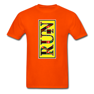 XZAKA Men "RUN" T-Shirt - Hanes Tagless - BK-YEL - orange