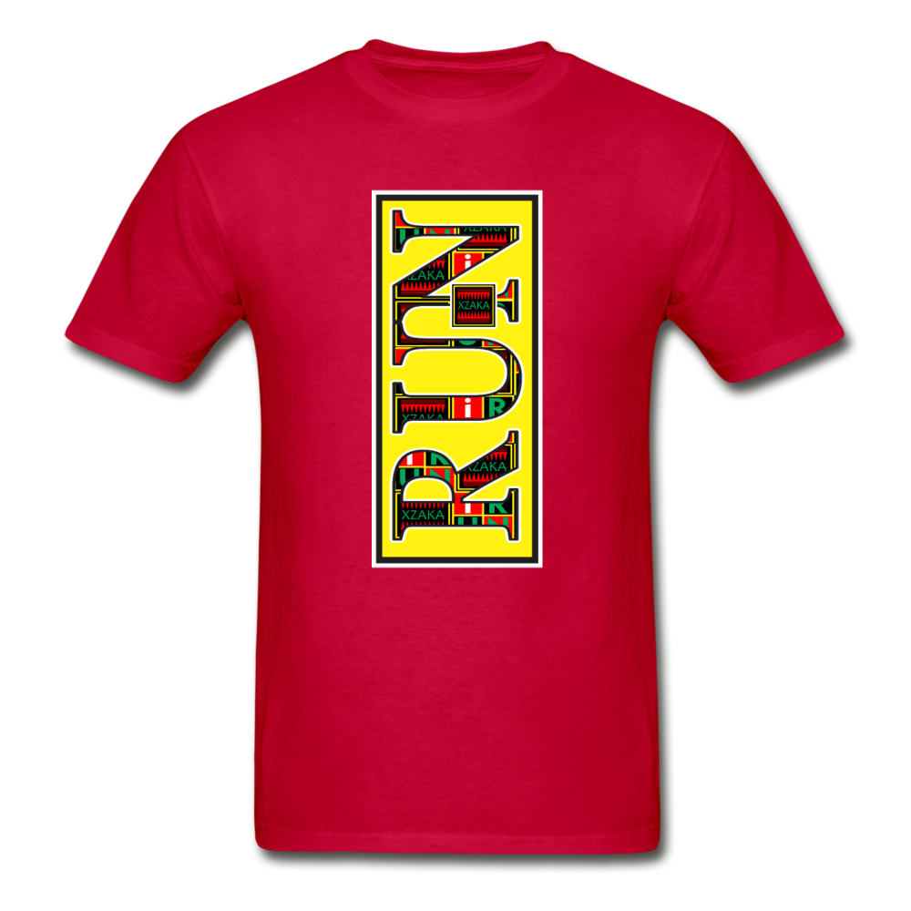 XZAKA Men "RUN" T-Shirt - Hanes Tagless - BK-YEL - red