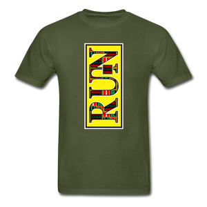 XZAKA Men "RUN" T-Shirt - Hanes Tagless - BK-YEL - military green