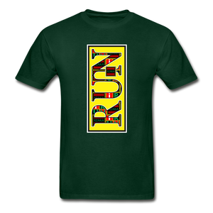 XZAKA Men "RUN" T-Shirt - Hanes Tagless - BK-YEL - forest green