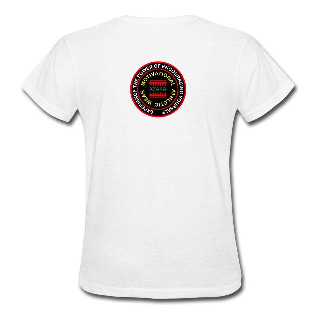 XZAKA Women "RUN" T-Shirt - Gildan Ultra Cotton - WH - YEL - white