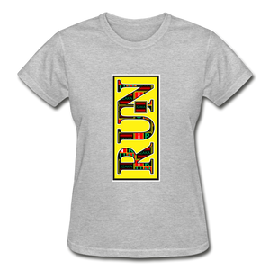 XZAKA Women "RUN" T-Shirt - Gildan Ultra Cotton - WH - YEL - heather gray