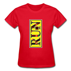 XZAKA Women "RUN" T-Shirt - Gildan Ultra Cotton - WH - YEL - red