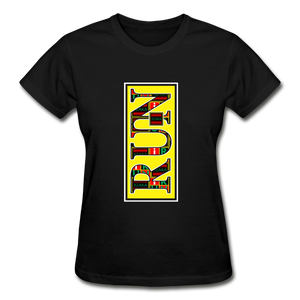 XZAKA Women "RUN" T-Shirt - Gildan Ultra Cotton - BK - YEL - black