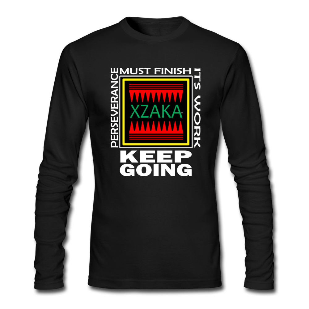 XZAKA - Men "Perseverance Must Finish" Long Sleeve T-Shirt - KG BK - black