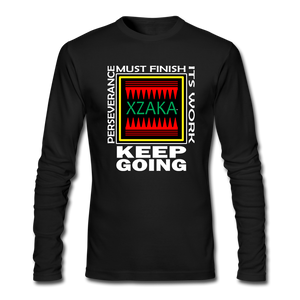 XZAKA - Men "Perseverance Must Finish" Long Sleeve T-Shirt - KG BK - black