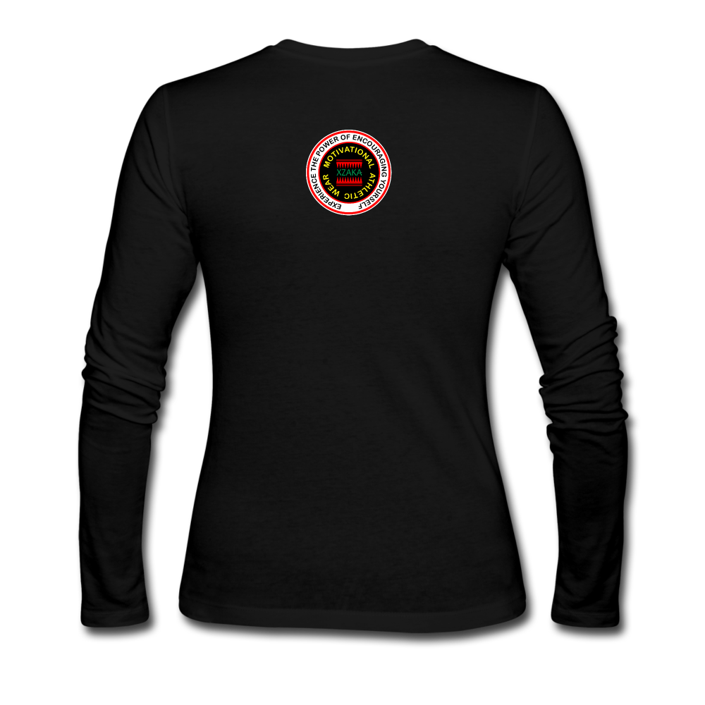XZAKA - Women "Perseverance Must Finish" Long Sleeve T-Shirt - KG BK - black