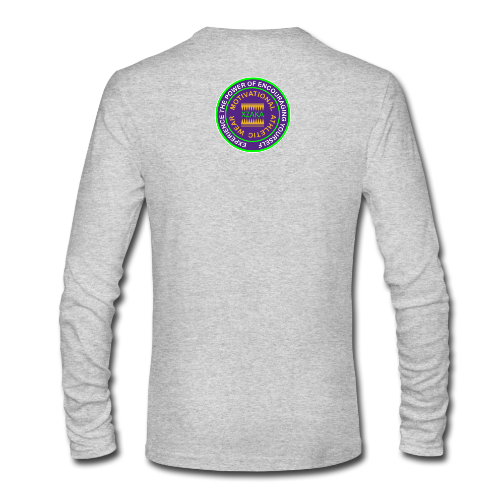 XZAKA - Men "Never Give Up" Self Talk Power T-Shirt 003 - Long Sleeve - heather gray