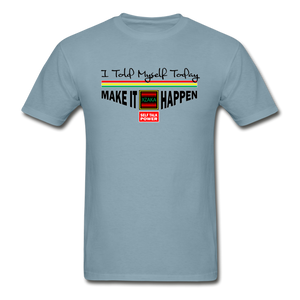 XZAKA - Men "Make It Happen" Self Talk Power T-Shirt 004 -SL - stonewash blue