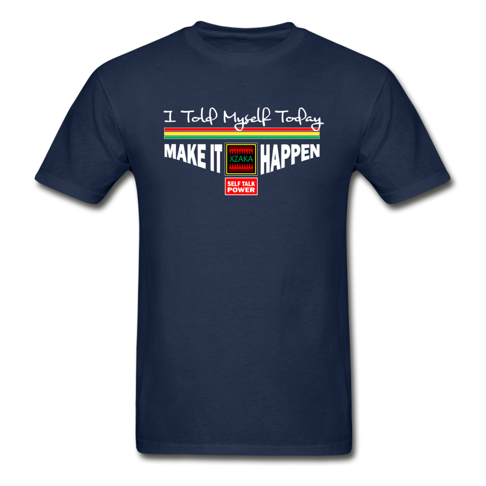 XZAKA - Men "Make It Happen" Self Talk Power T-Shirt 004 - SL-BK - navy