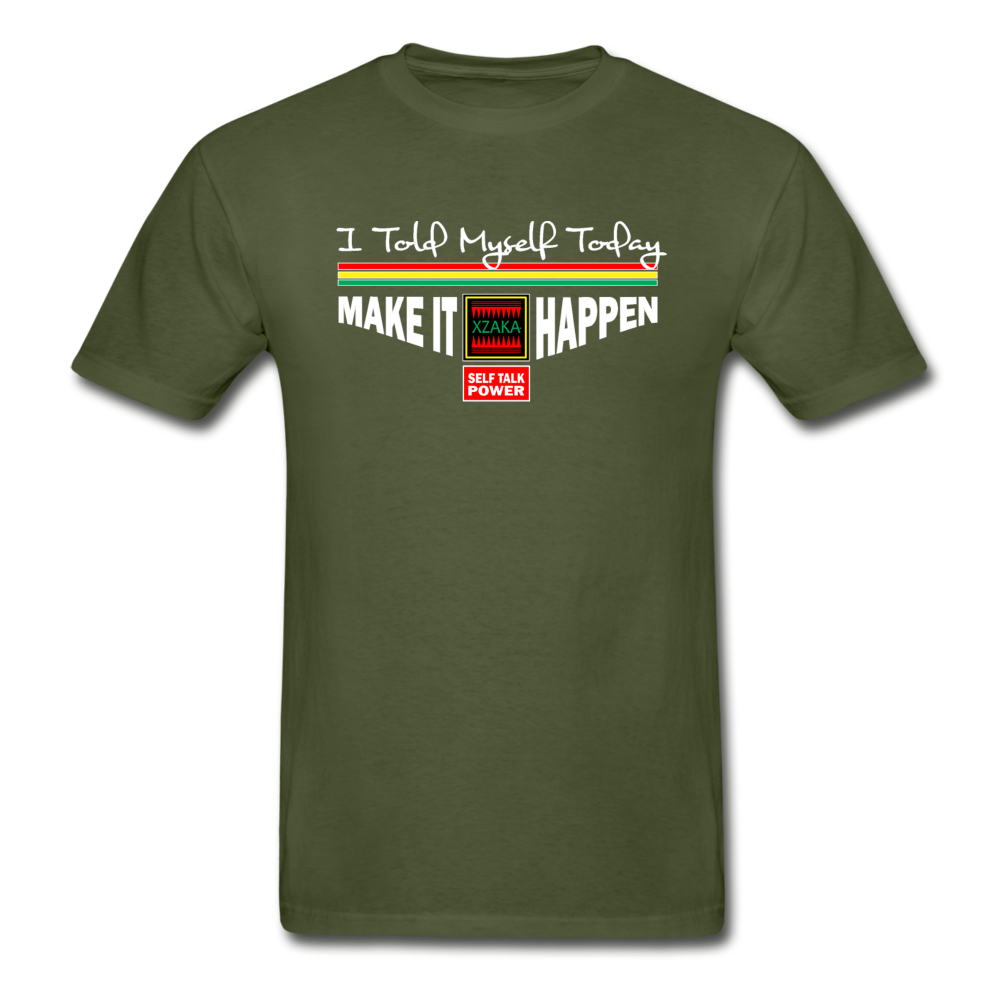 XZAKA - Men "Make It Happen" Self Talk Power T-Shirt 004 - SL-BK - military green