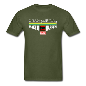 XZAKA - Men "Make It Happen" Self Talk Power T-Shirt 004 - SL-BK - military green