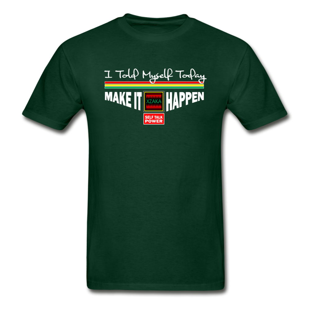 XZAKA - Men "Make It Happen" Self Talk Power T-Shirt 004 - SL-BK - forest green