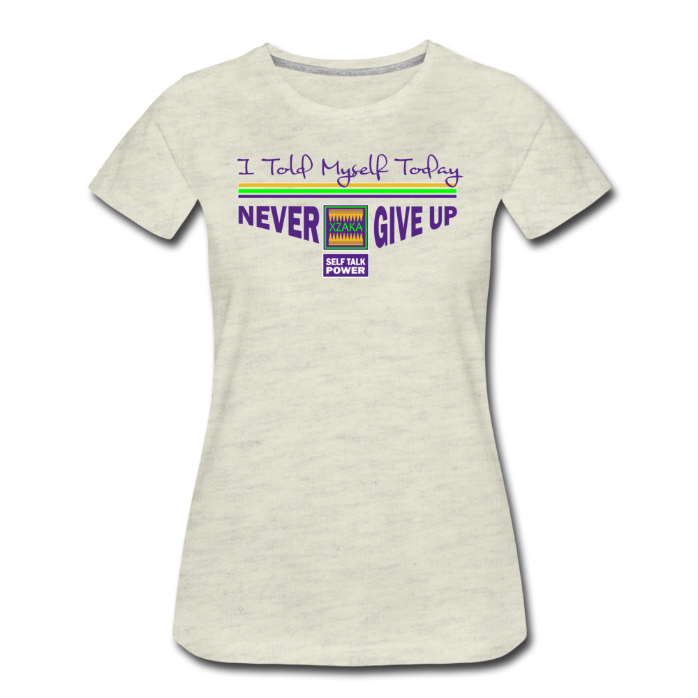 XZAKA - Men "Never Give Up" Self Talk Power T-Shirt 003- SL-WH - heather oatmeal