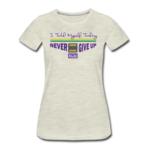XZAKA - Men "Never Give Up" Self Talk Power T-Shirt 003- SL-WH - heather oatmeal