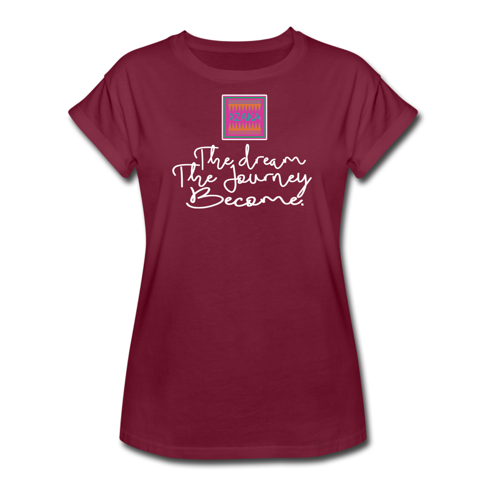 XZAKA - Women's 'DJB' Relaxed Fit T-Shirt - BK - burgundy